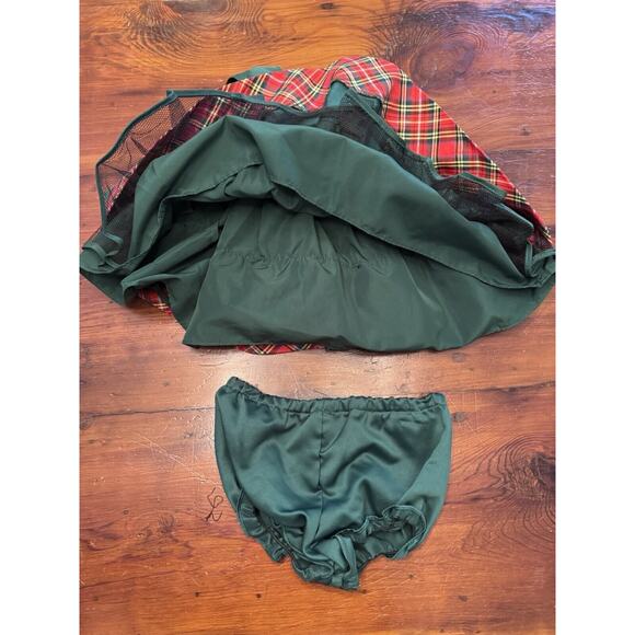 LAURA ASHLEY LONDON Taffeta Holiday GIRLS LINED DRESS PLAID TRIM Sz 6-9 Months - Picture 9 of 11